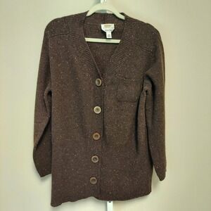 Talbots 2XP Brown Confetti Merino Wool Nylon Cardigan Italy Cottage Twee Grandma